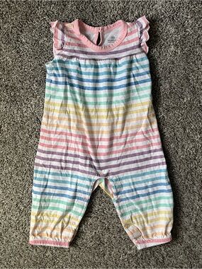 The Honest Company Rainbow Stripe Sleeveless Romper